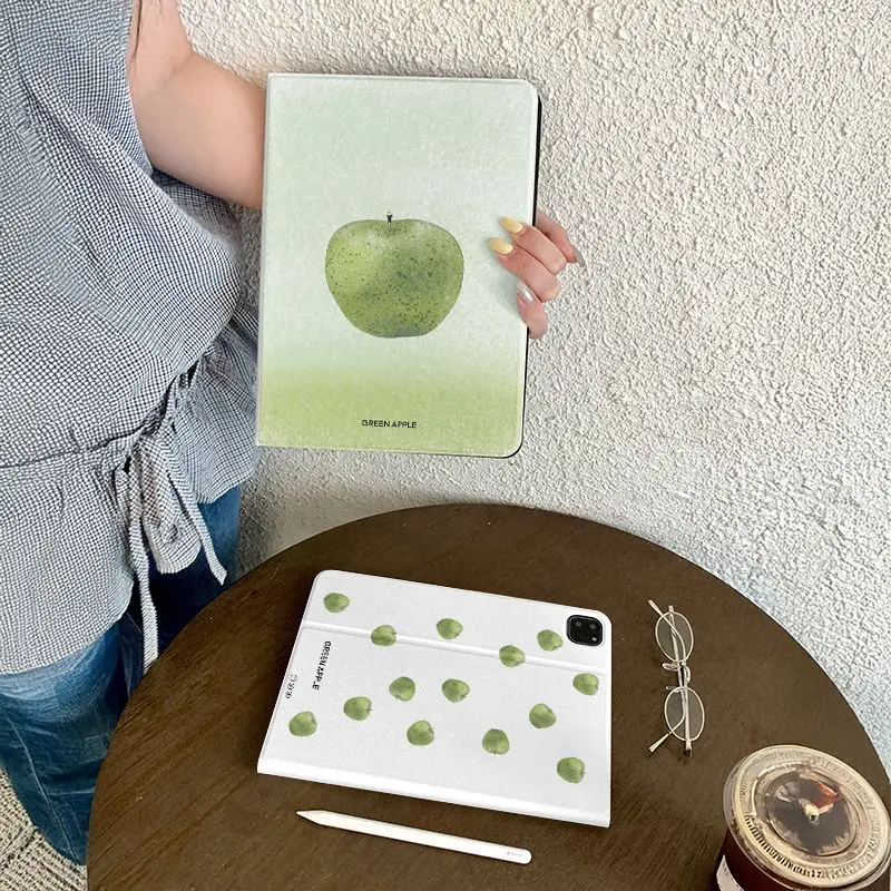 

Чехол ins с узором свежих зеленых яблок для iPad pro 10/11 дюймов 2020/6/7/8/Air 3-й/Air 4-го/9 поколения/Air 5-го поколения 2022/Air 11