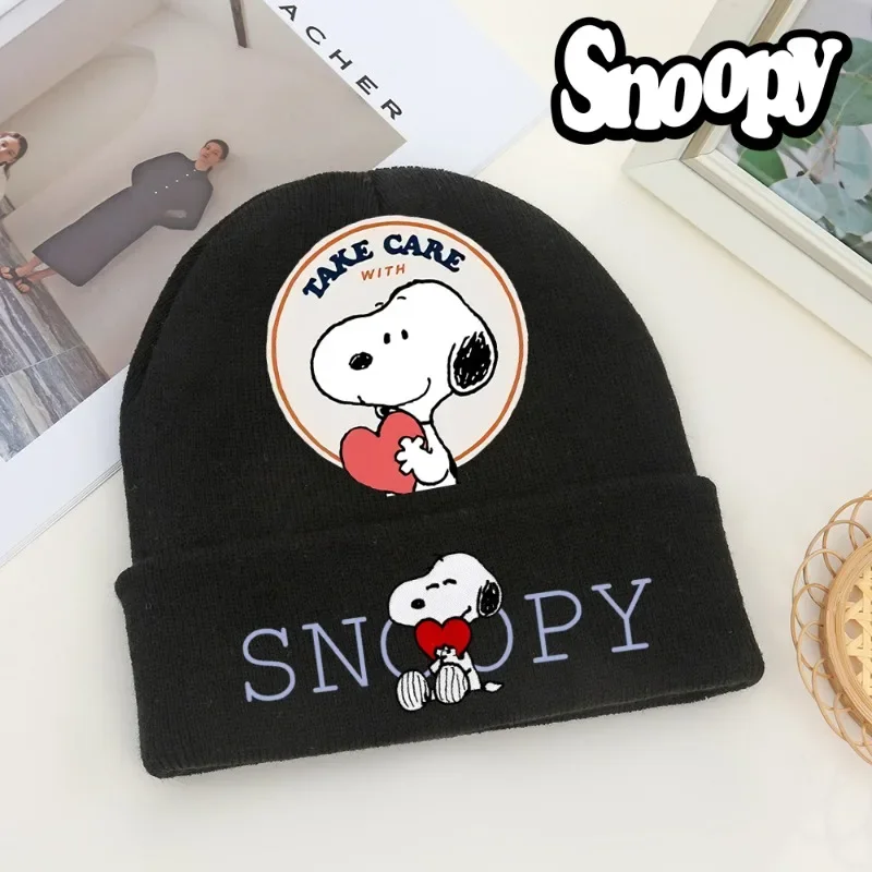 Snoopy Gebreide Muts Pinda's Figuur Afdrukken Muts Cartoon Anime Skullies Mutsen Comfortabele Kinderen Motorkap Kerstcadeaus