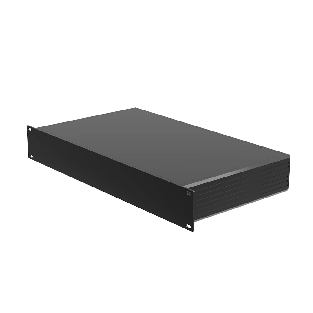 Custom Fabrication 1.5U 19Inch Sheet Metal Enclosure Rack Mount Industrial Computer Chassis Full Aluminium Audio Amplifier Case