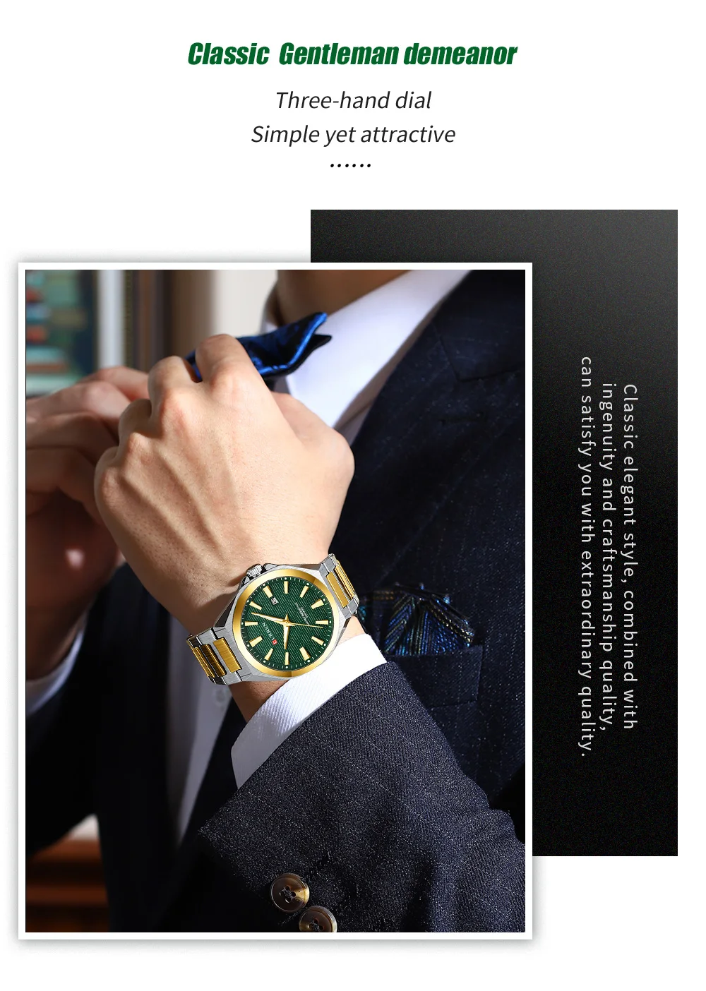 CURREN Luxus-Herren-Quarzuhr mit schwarzem Edelstahlarmband, lässigem Design-Zifferblatt und leuchtenden Zeigern Relogio Masculino – Detail 3