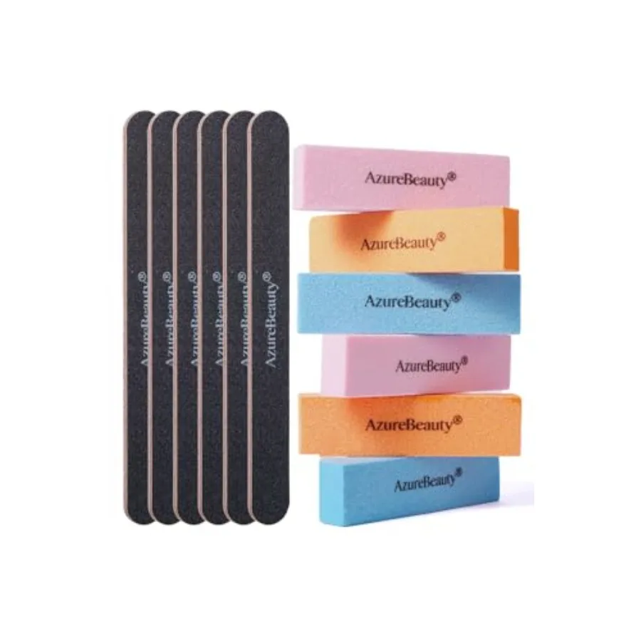 Nail Files and Buffers, 12PCS Kit, 100/180 Grit Files, Buffer Block