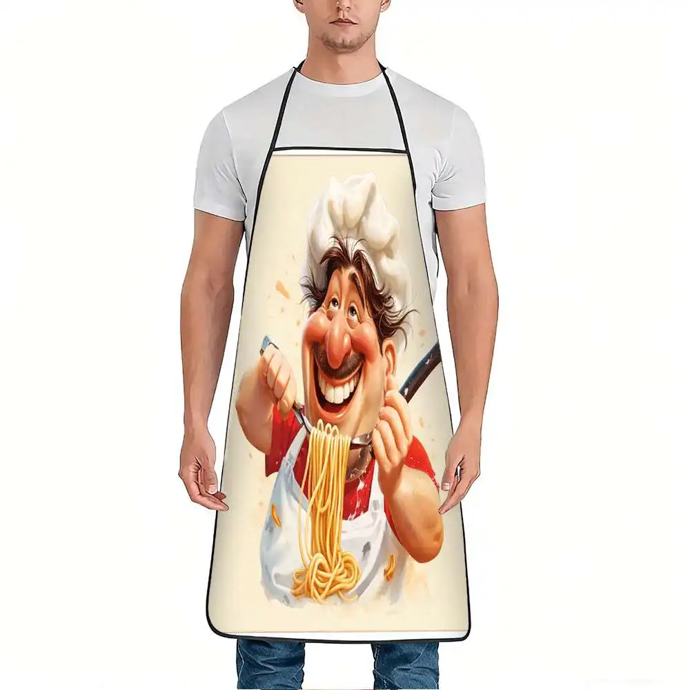 1 Piece of Fun and Creative Themed Apron, Fun Retro Design Apron for Chefs Eating Pasta, Unisex, Perfect for Crafts, Baking, Painting, Kitchen and Household Cleaning, Home Cooking, Chef, Waiter, Cafe, and Barbecue Restaurant Aprons, 21.7× 28.7inch , Perfect Holiday Creative Gift for Family and Friends