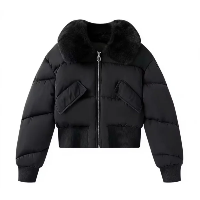 

Женское пальто со съемным меховым воротником в европейском стиле, зимняя теплая куртка, модная парка, верхняя одежда, повседневная уличная одежда, плотная верхняя одежда