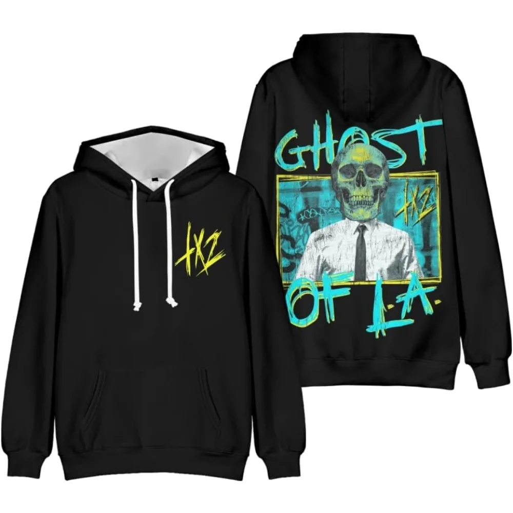 

Худи оверсайз Tx2 GHOST OF LA Merch для женщин и мужчин, с длинными рукавами, в стиле Харадзюку, модный пуловер, одежда