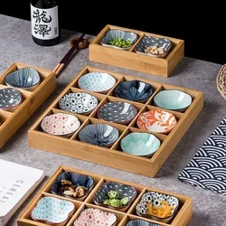 1PCS Japanese Square Seasoning Dish Sauce Dish Creative Underglaze Colored Ceramic Sauce Dish Multifuctional Seasoning DishLE758