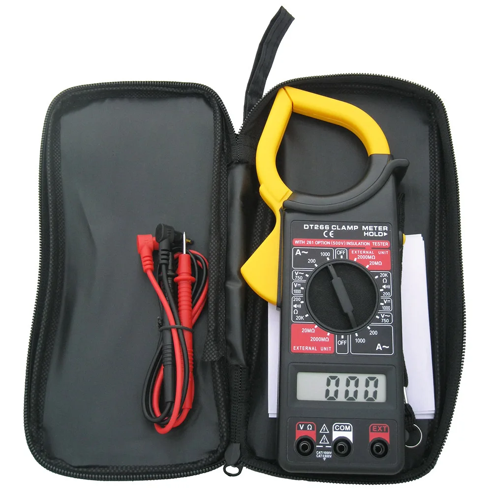 DT266 LCD 1999 Count Digital True RMS Professional Clamp Meter AC DC Current Voltage Tester Multimeter Pliers ammeter