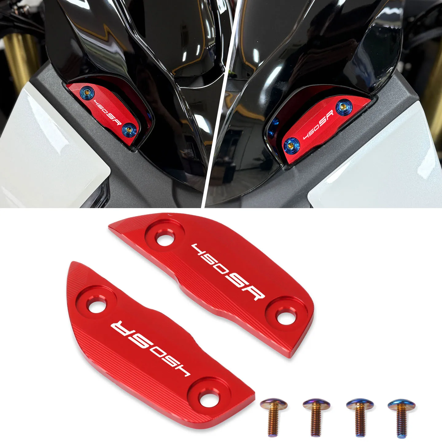 

Motorcycle CNC Rearview Mirrors Seat Decorative Cover Mirror Base Fit For 450SR 450 SR 2022 2023 2024 2025