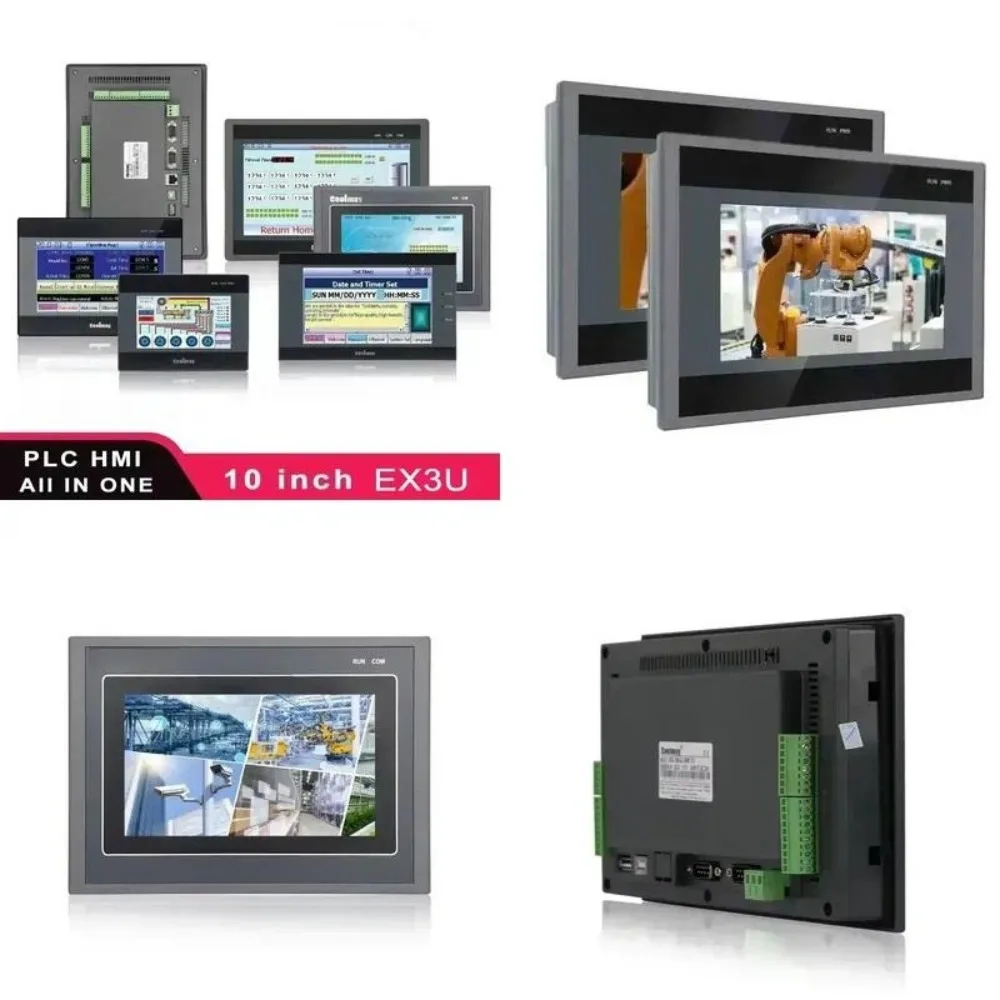 HMI PLC All in One EX3U 24MR 44MT 8043H 8070H 8100H Integrated with Ethernet 485p Compatible with FX3G/FX3U/FX3S
