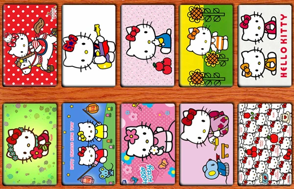 10pcs Cartoon Peripheral Hello Kitty Crystal Card Sticker