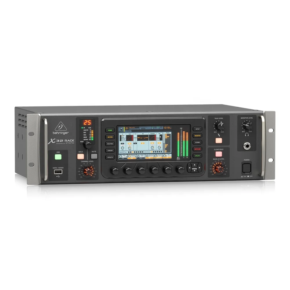 Digital Audio Interface Mixer, Behringer X32 Rack, equipamento de música, Mic, entradas de linha, USB, sistema Pa, 16 XLR, 32 canais