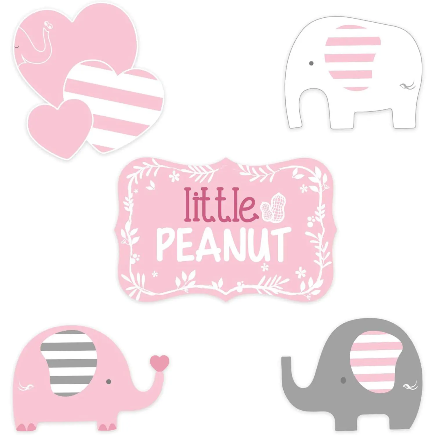 

15 PCS Pink Elephant Themed Desktop Centerpiece Tab Insertion Girl Baby Shower Birthday Party Centerpiece Sticks Table Toppers