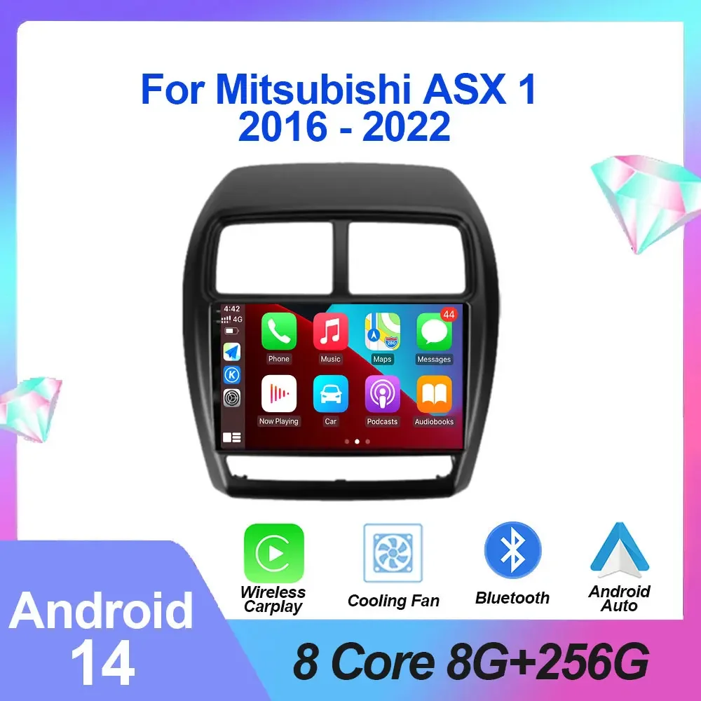 

Автомагнитола на Android 14 для Mitsubishi ASX 1 2016-2022, мультимедийный видеоплеер с GPS-Навигатором, Carplay, стерео, DSP