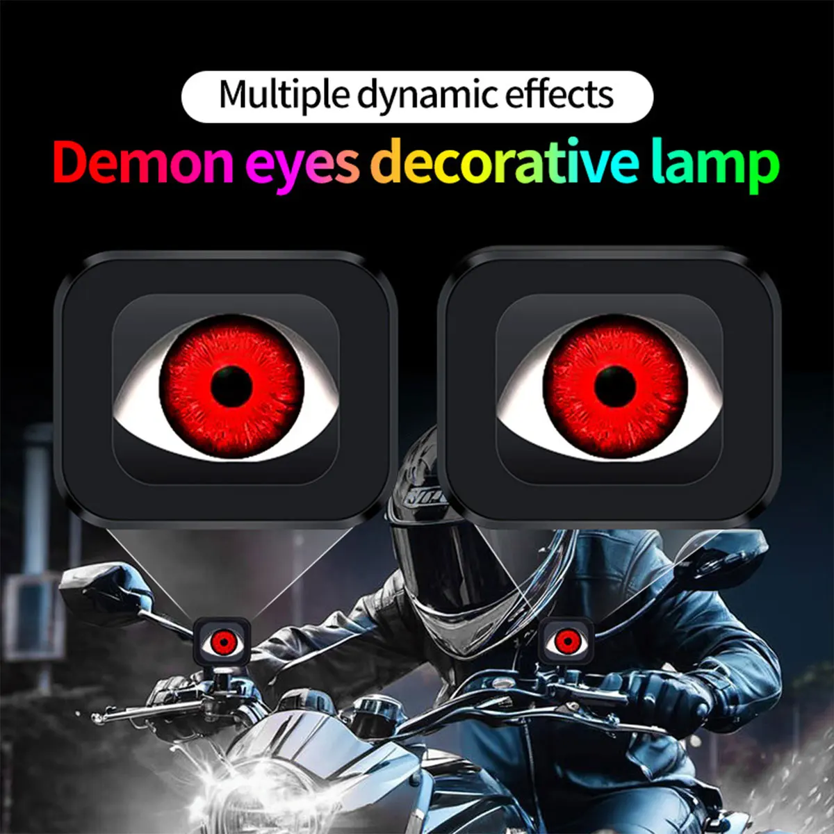 1 Set 6 Modes Dynamic Devil Eye Lights Motorcycle Decorative Light Rearview Mirror Demon Eye Motorbike Retrofit Kits 12-36V LED