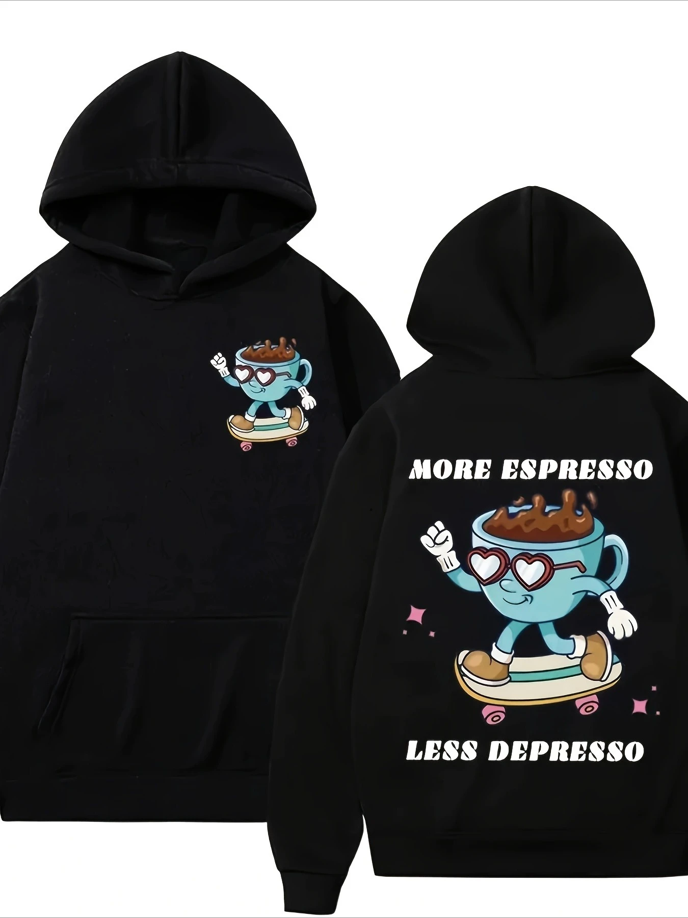 

Мужские толстовки с капюшоном больше эспрессо для мужчин и женщин, толстовка с длинными рукавами, пуловер, уличная одежда, топы в стиле ретро в стиле хип-хоп, одежда