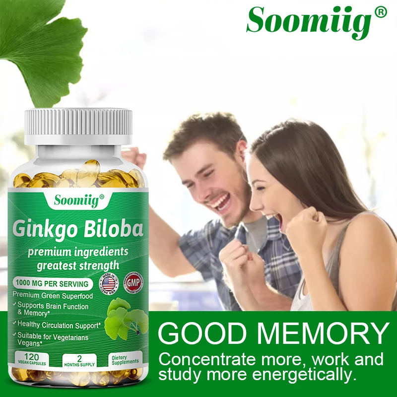 Ginkgo Biloba 1000mg, with Vitamin B, Zinc, Helps Maintain Memory & Cognition, Herbal Dietary Supplement, Gluten Free & Non-GMO - Image 4
