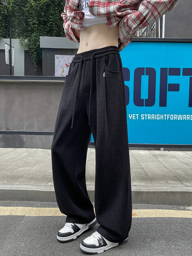 

Винтажные вязаные брюки American Sle, мужские осенние прямые драпированные брюки для похудения, спортивные брюки для отдыха в виде улитки, молодежные повседневные брюки