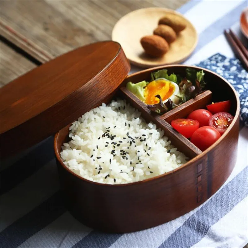 Wooden Lunch Box Set Japanese Bento Boxes Picnic Dinnerware Kit for School Food Container Sushi Case with Tableware Lunchbox