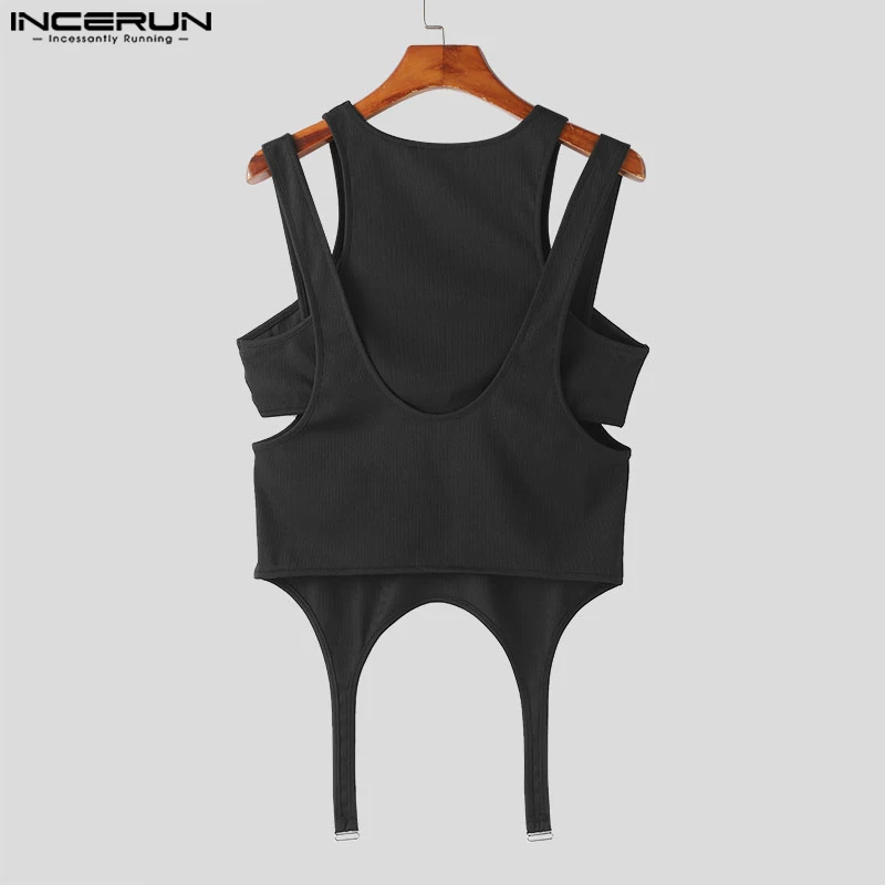 Men Irregular Tank Tops Solid O-neck Sleeveless Hollow Out Male Vests Streetwear Summer 2024 Casual Men Clothing S-5XL INCERUN