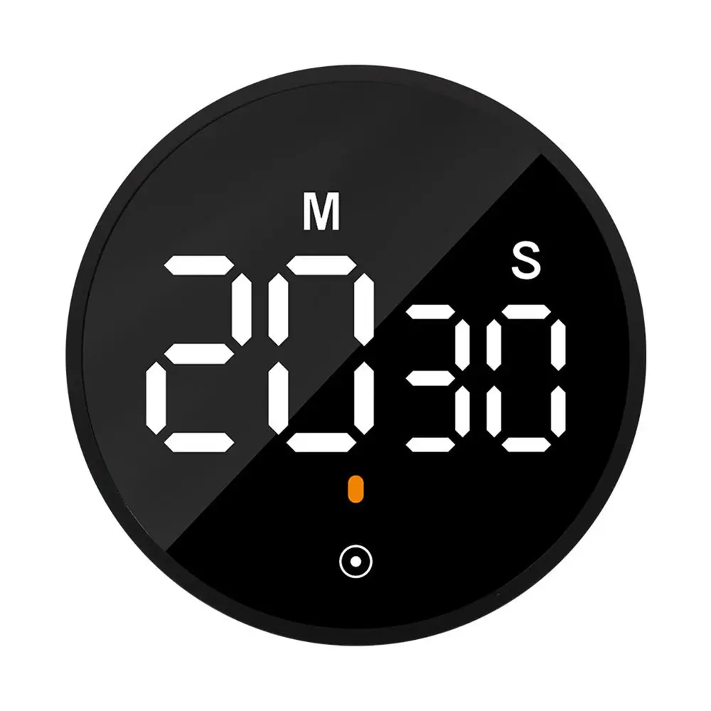 Black Kitchen Timer Digital Magnetic Timer Manual Countdown Alarm Clock Mechanical Cooking Shower Study LED Stopwatch Reminder