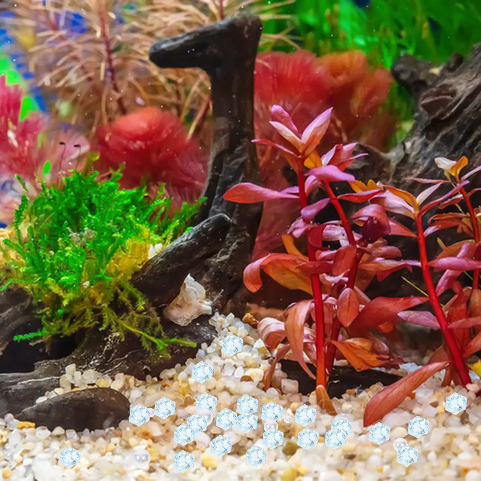 

Pearl Crystal Colored Stones Unique Decorative Aquarium Gravel Natural Resin Transparent Fish Tank Rocks Quartz Chips