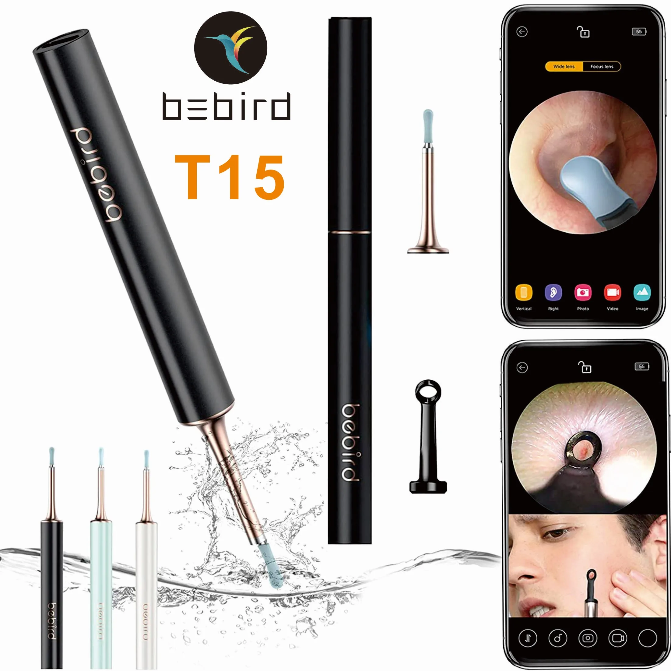 Original Bebird T15 Visual Earwax And Pimple Blackhead Remover Kits With Camera For iPhone Andorid Pho Earpick App Visible Clean