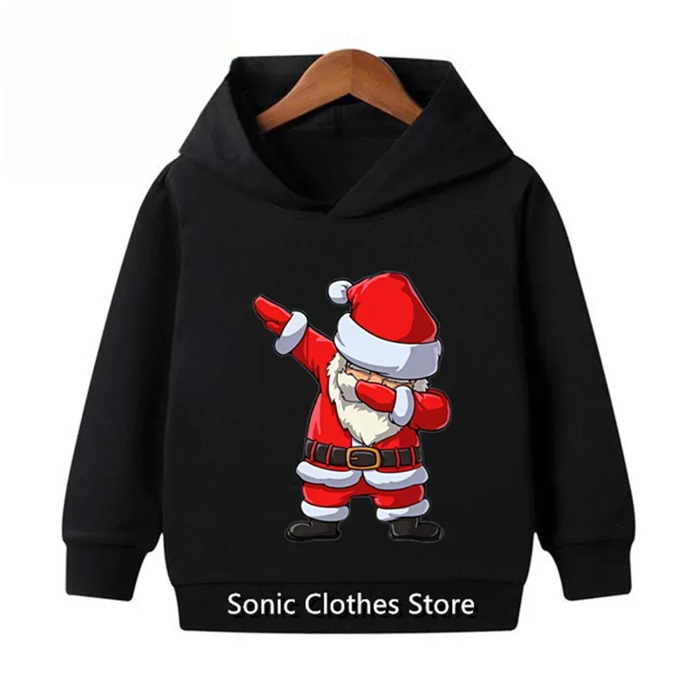 Christmas Santa Claus Hoodies 3D Print Sweatshirts Boys Girls Unisex Hooded Sweatshirt Kids Fashion Cartoons Oversized Coat