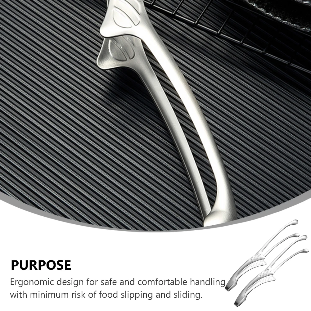 

2pcs Stainless Steel Food Clamp Barbecue Clip Ergonomic Heat Resistant Rust Proof Lightweight Handles Outdoor Picnic Wedding