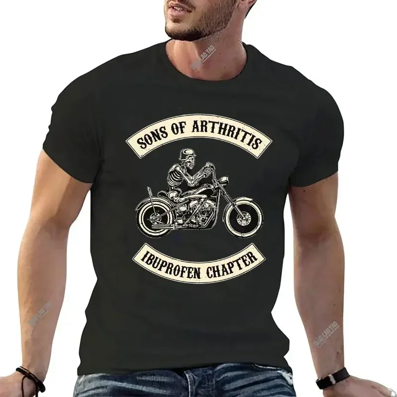 Vintage Son with Arthritis Ibuprofen Chapter Old Biker Motorcycle on Back Men 100%Cotton TShirt Funny Design Printed T-shirt