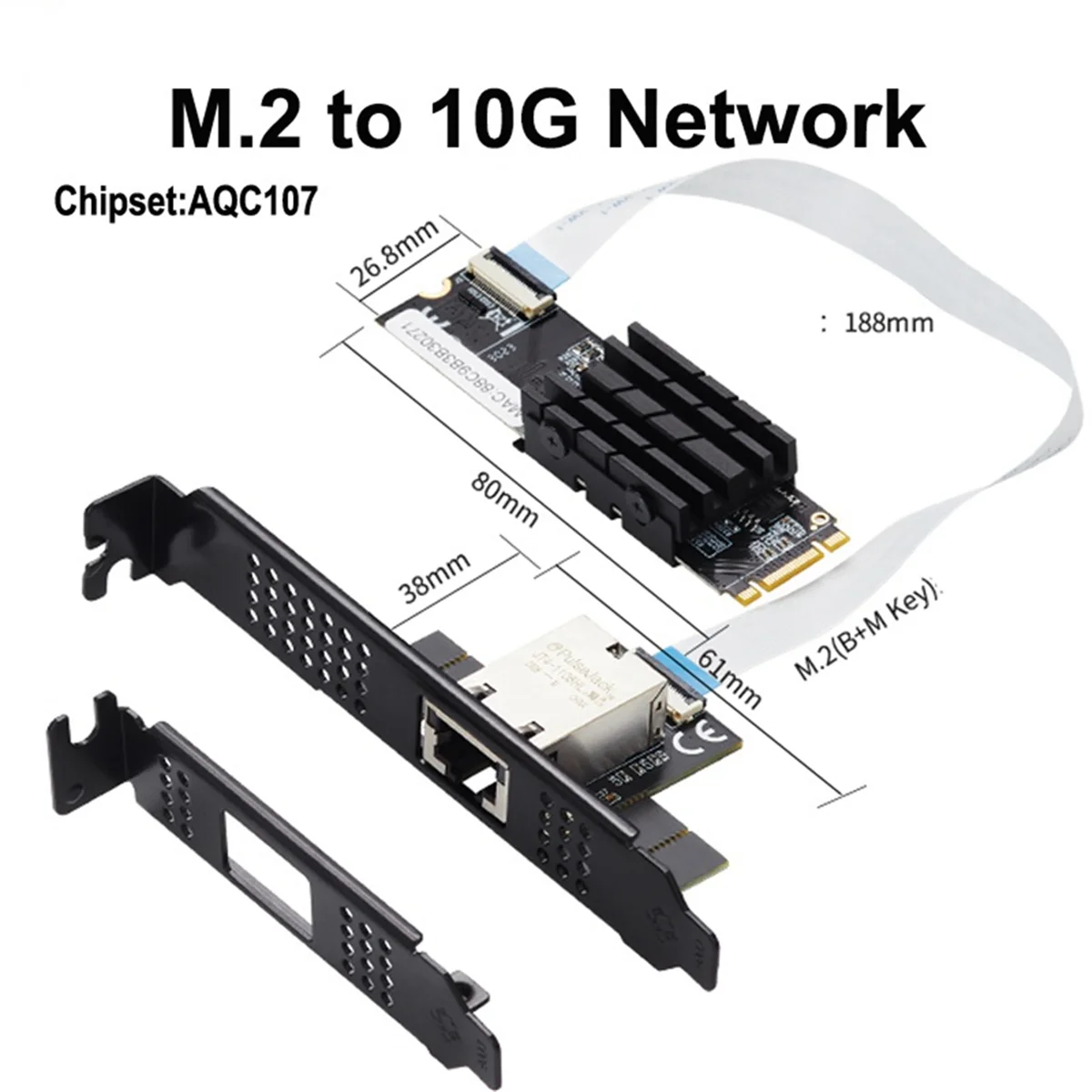 

Адаптер сетевой IOCREST с M.2 на один порт 10G Ethernet Gigabit Nic B Key M Key 10G/2,5G/1000M RJ45 Lan AQC107