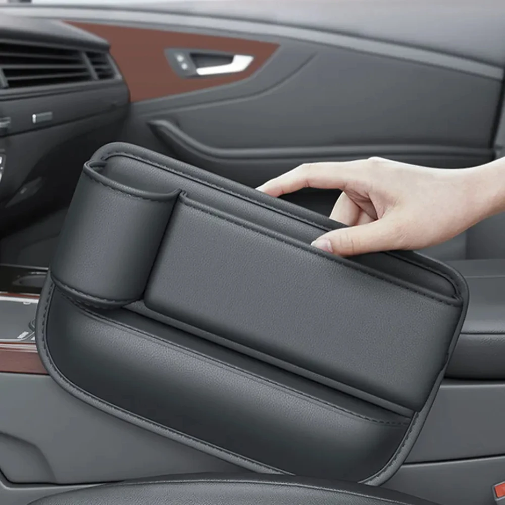 Car Seat Gap Leakproof Storage Bag For Car Seat Gap Filler With Cup Holder PU Leather Seat Gap Storage Box Universal