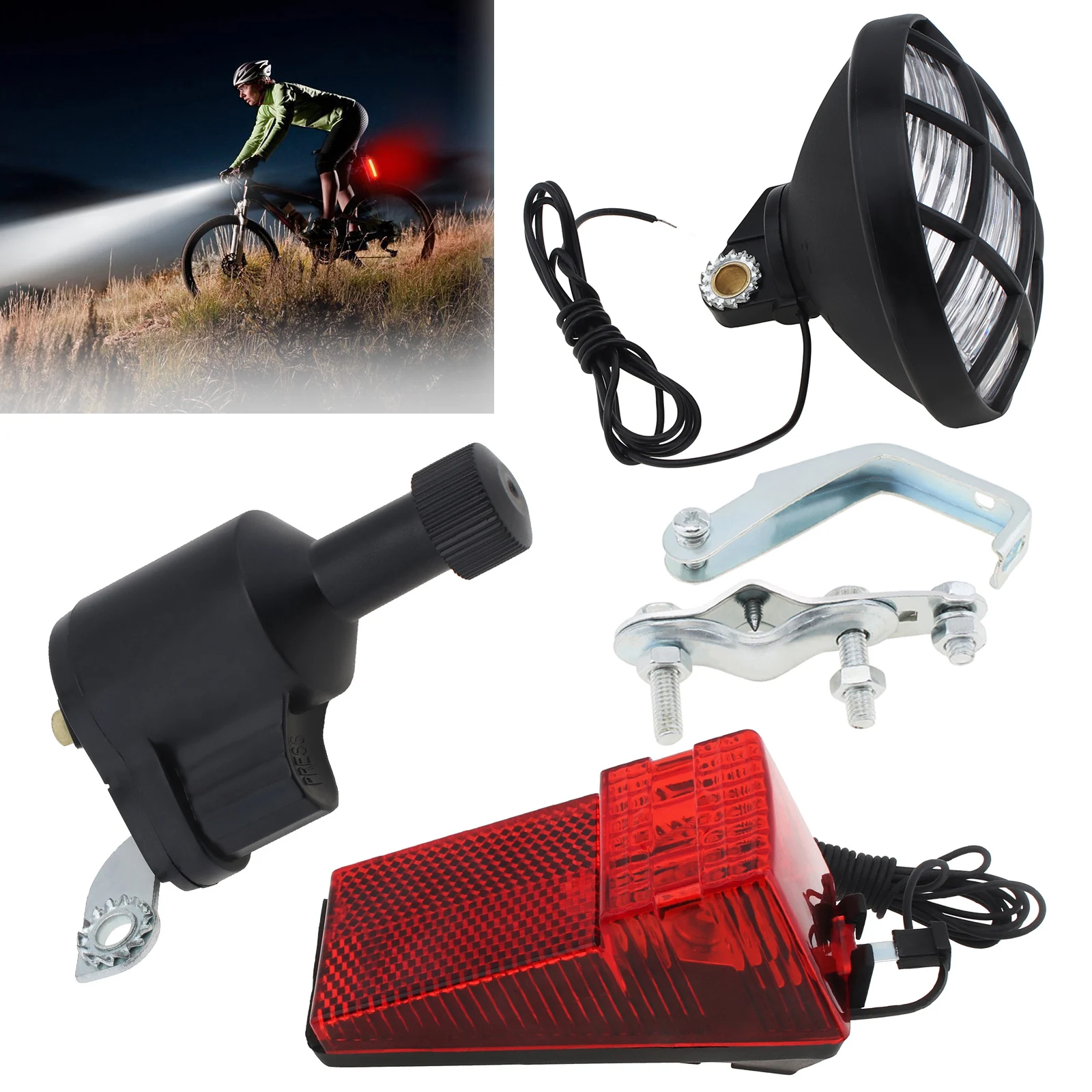 SX05-Lumière dynamo économique pour vélo, 6V, 3W, IPtage, générateur de vélo classique, lumière de sauna, ensemble d\'engrenages, adaptée à une