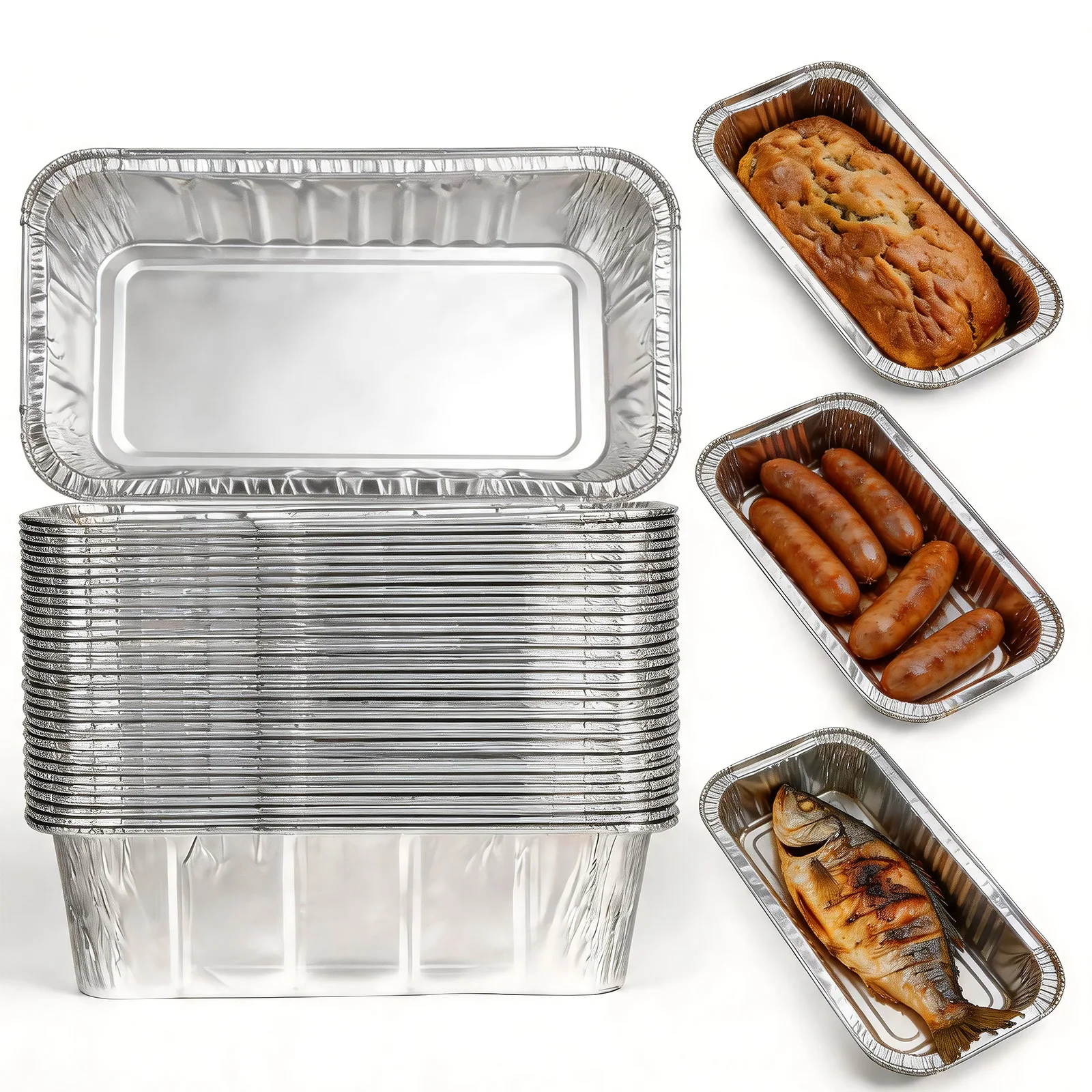25 Pack 2LB Aluminum Foil Bread Pans 8.5x4.5x2.5 Inches, Disposable Baking Tins for Banana Bread, Cakes and Meatloaf