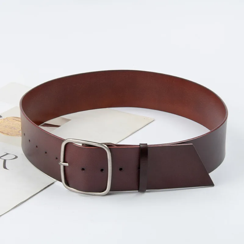 

Женские джинсы из натуральной кожи шириной 6,5 см с пряжкой-иглы, широкий ремень, женский универсальный пояс в стиле ретро