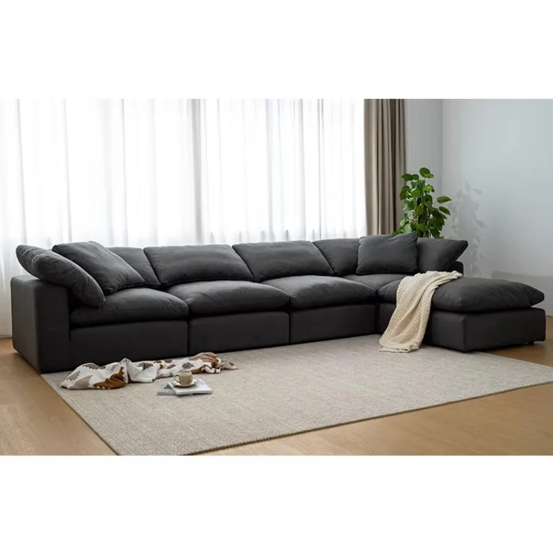 Modern L-shaped combination sofa, soft and comfortable cloud sofa combination