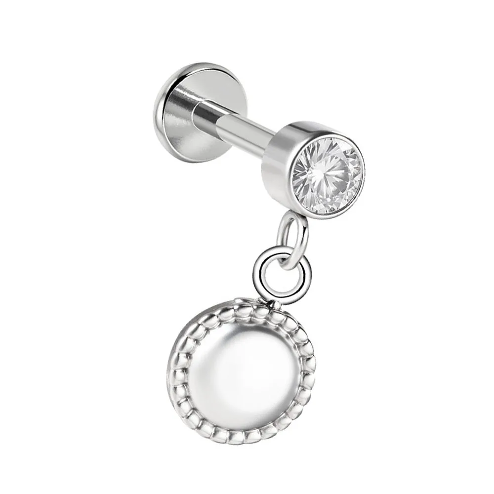 قطعة واحدة من قلادة الشفاه الأوروبية والأمريكية المصنوعة من الفولاذ المقاوم للصدأ مع مجوهرات ثقب الجسم من الزركون