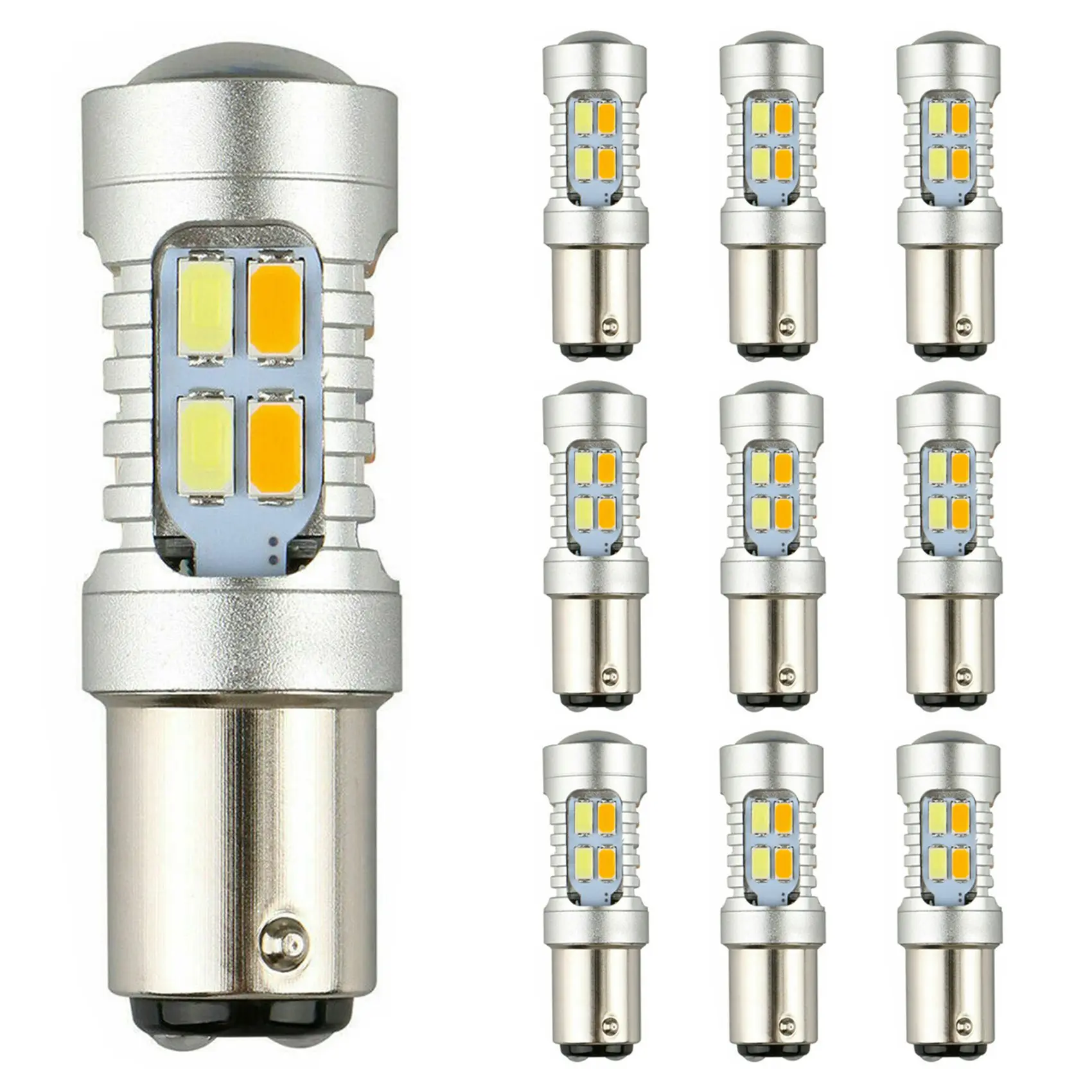 10PCS Dual Color LED Bulb 1157 BAY15D P21/5W Car DRL Turn Signal Reversing Brake Lamp A