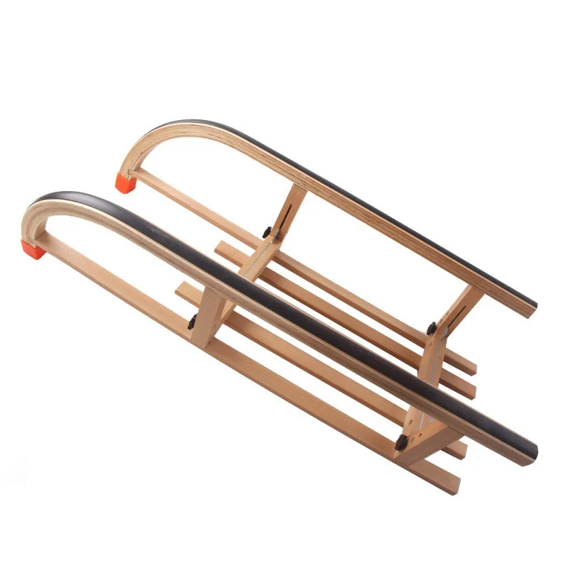 

Folding wooden toboggan log ski ice and snow climbing plow snowboard portable toboggan