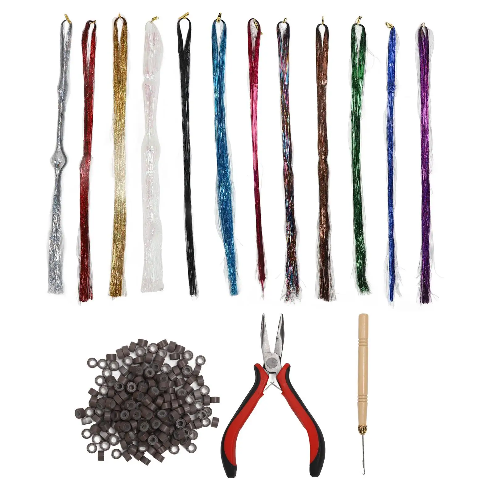 

Colorful Hair Tinsel Kit for Braiding Soft Synthetic Wood Decoration for daily Use