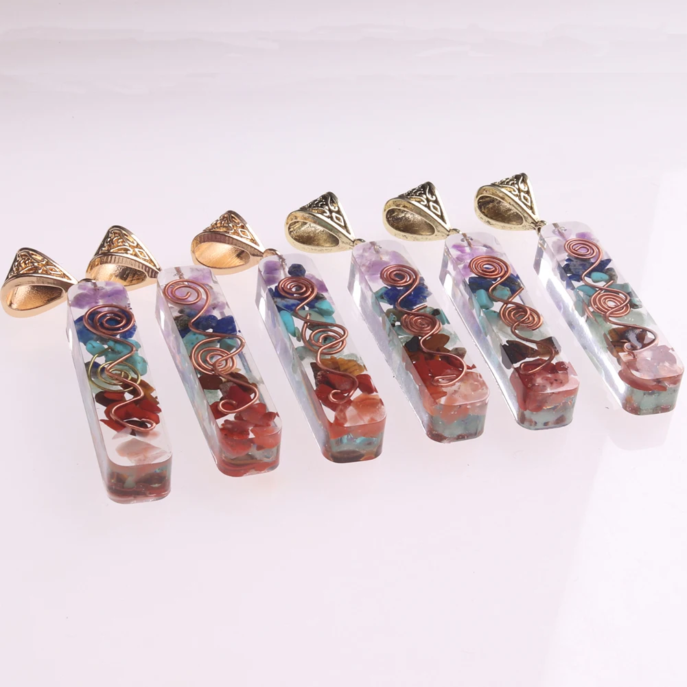 Seven Chakra Orgone Energy Stone Pendant Necklace Reiki Healing Nature Stone Charms Women Yoga Jewelry Necklaces Men