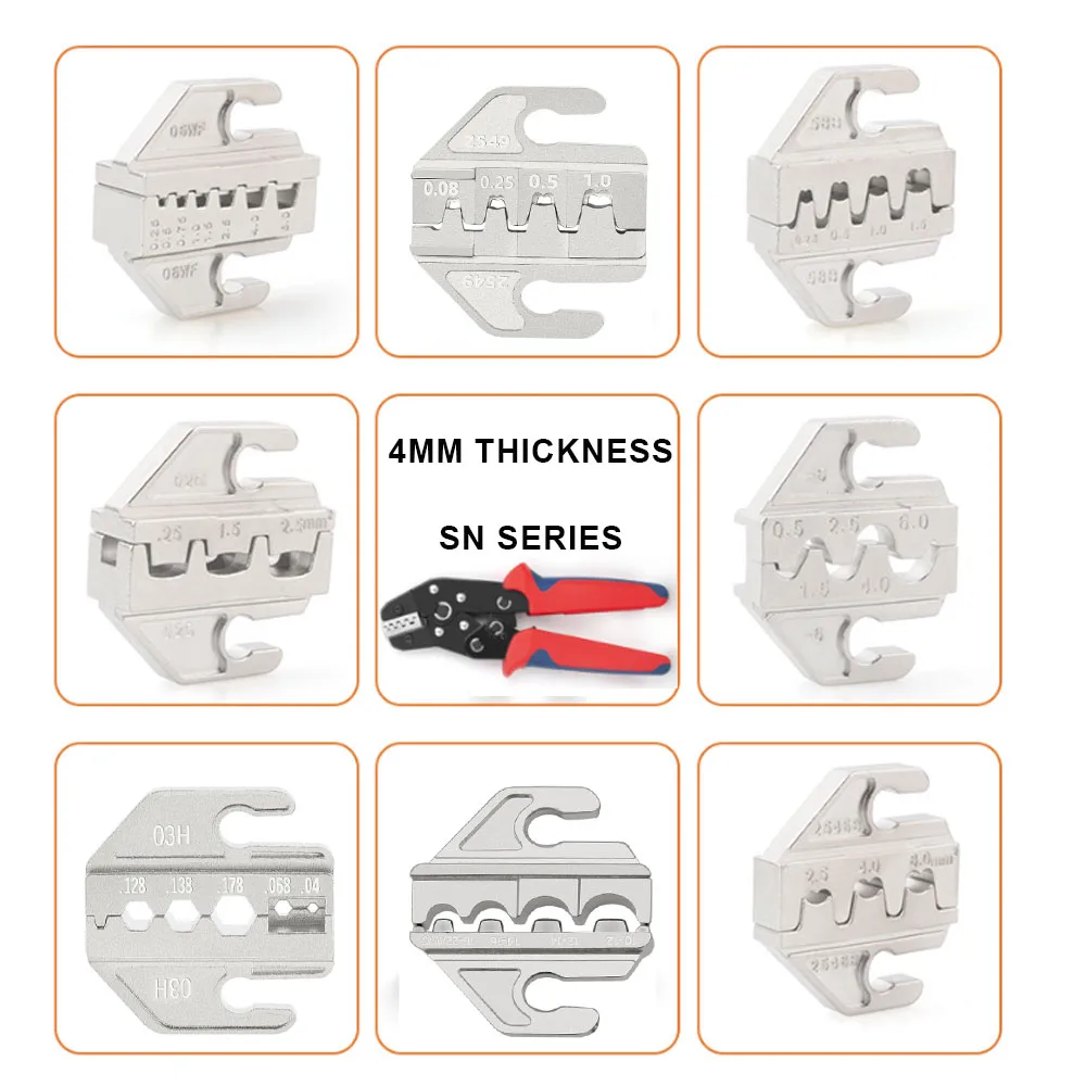 SN Series Replacement Crimping Pliers Crimp Jaw Set, 4mm Slot Jaws, SN-58B/02C/2546B/2549 /06/-6/06WF/03H High Precision