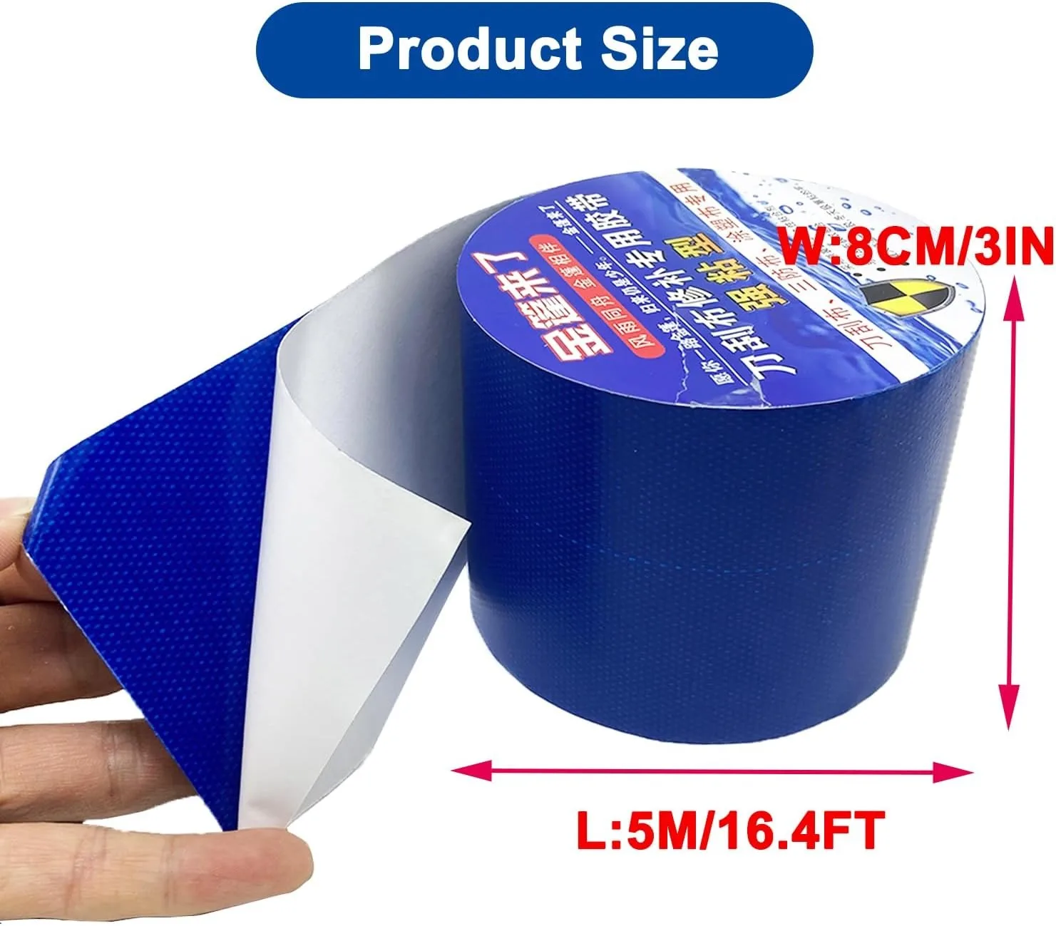 High Adhesive Tarpaulin Repair Tape, Tear Resistance Tent Tarp Repair Patch,Canvas Tarp Repair Tape，3.15IN*16.4FT，Blue