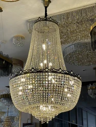 Modern High Ceiling European Clean Crystal Large LED Chandelier American Crystal Chandelier For Living Dining Room Light Luxury