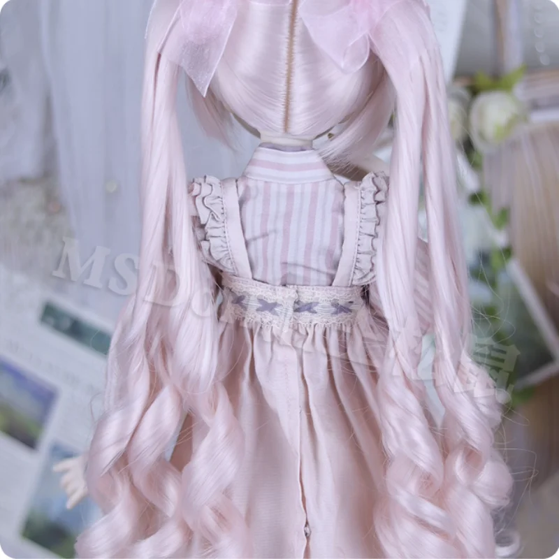 BJD Doll Wigs Long Curly Hair For 1/3 1/4 MSD MDD Doll Wavy Hair White Pink Wigs Accessories Girls DIY Gift(No Dolls)