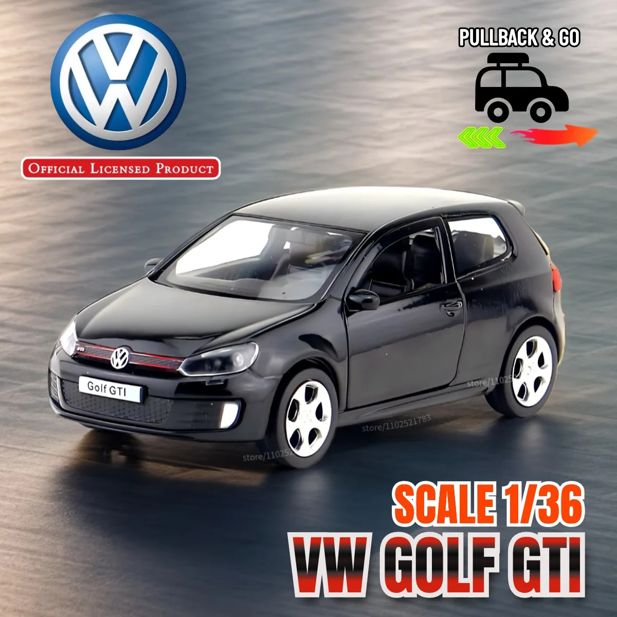 1:36 Car Model Replica VW Golf GTI Scale Metal Diecast Miniature Art Vehicle Collection Hobby Xmas Gift Boy Friend Toy