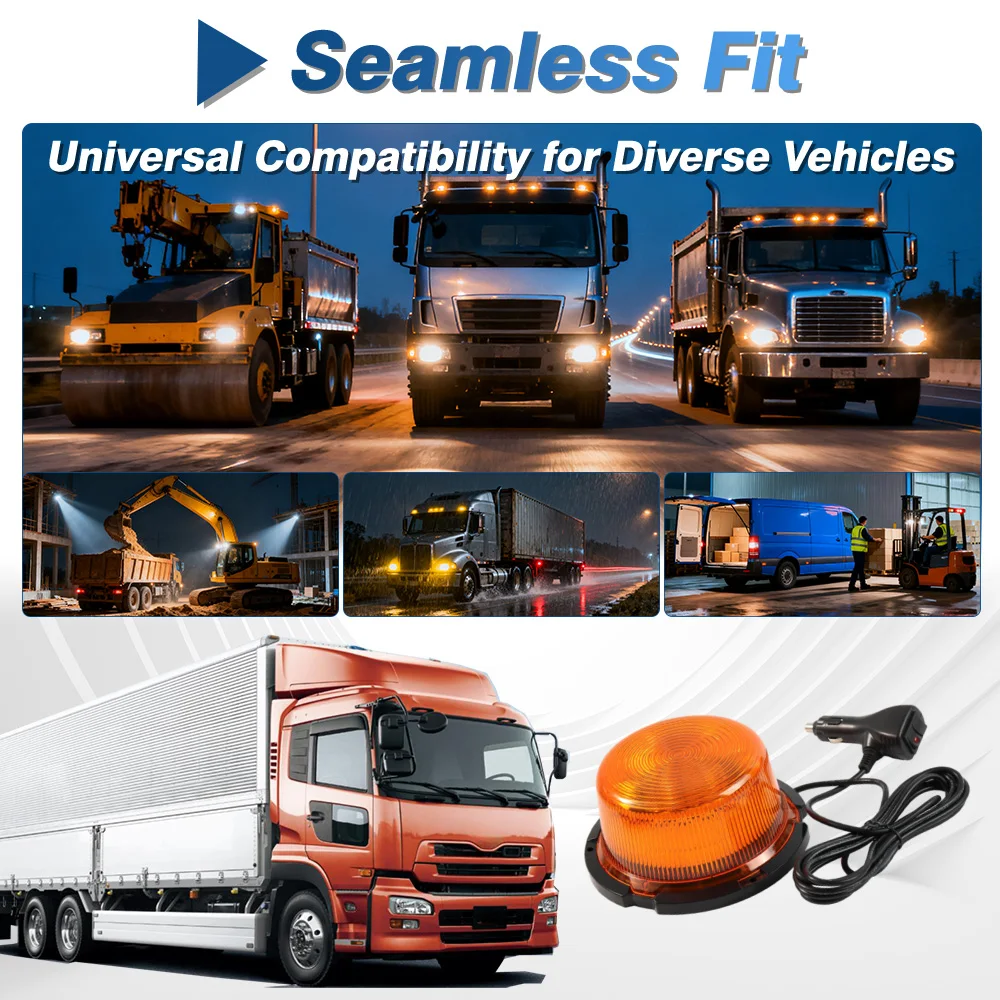 

12-80V Amber Strobe LED Rooftop Warning Light Strobe Flashing Lighting car Emergency Lights Beacon Lamp with Magnetic Mounted