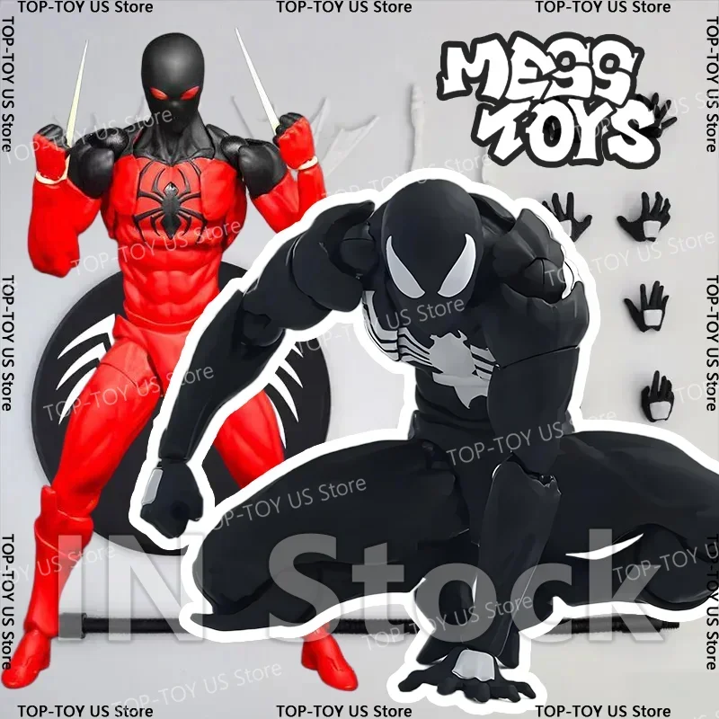 Figura de Acción de Spider-Man, Simbionte de Spiderman, en Existencia, Mess Toys, Messtoys, Traje Negro, Vecino Araña, Regalos de Anime, Juguetes
