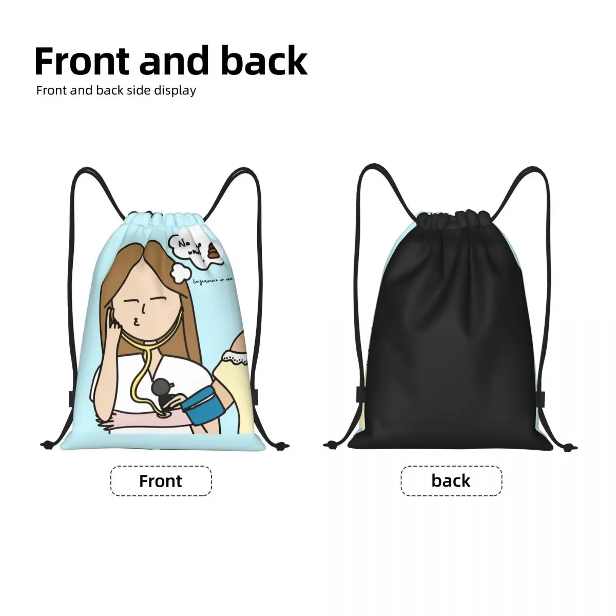 Enfermera En Apuros Doctor Nurse Medical Drawstring Backpack Bags Men Women Lightweight Gym Sports Sackpack Sacks for Training