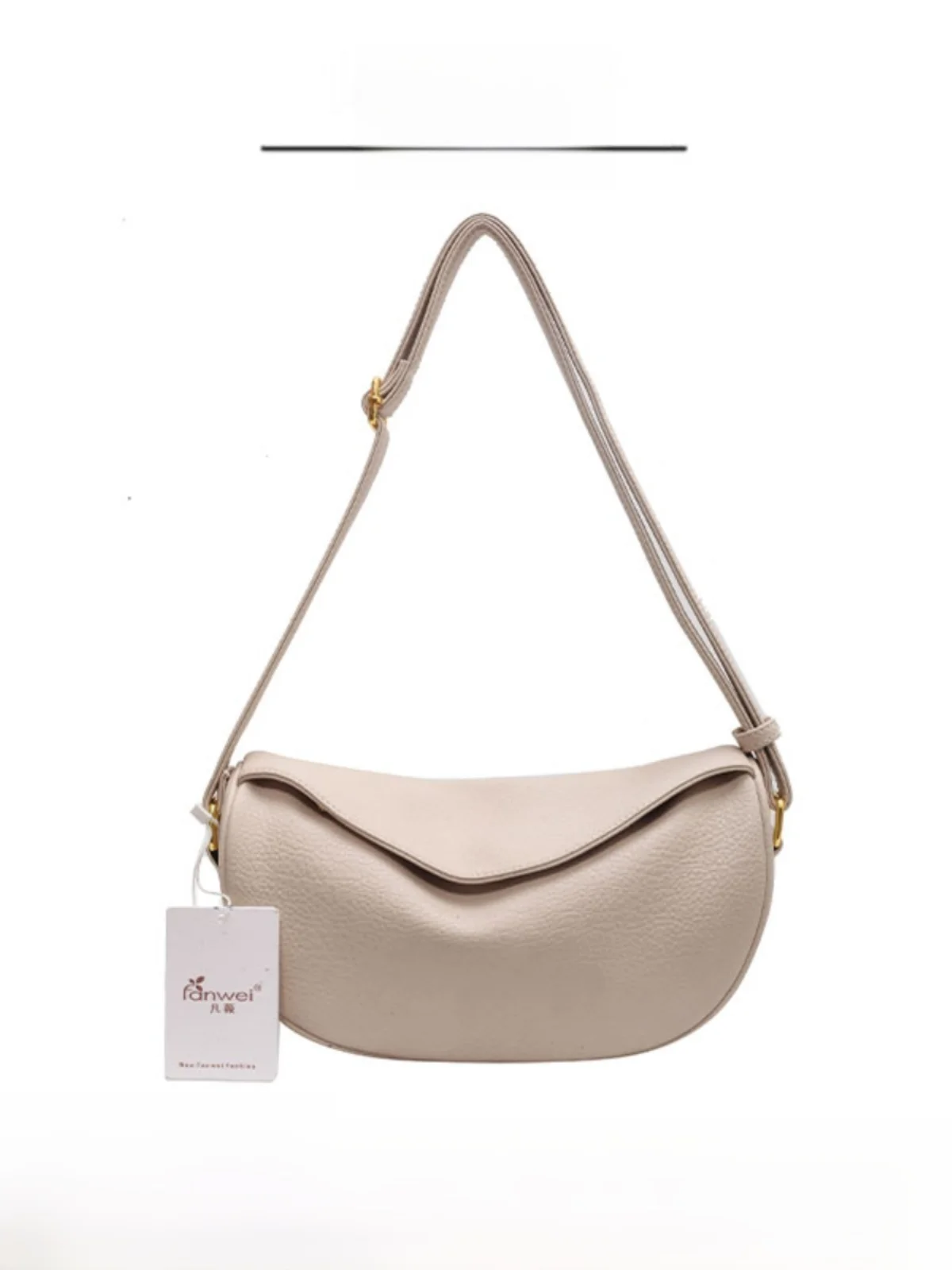 

Versatile Soft Leather Dumpling Bag Single Shoulder Commuter Bag Korean Style Casual Zipper Closure PU Material