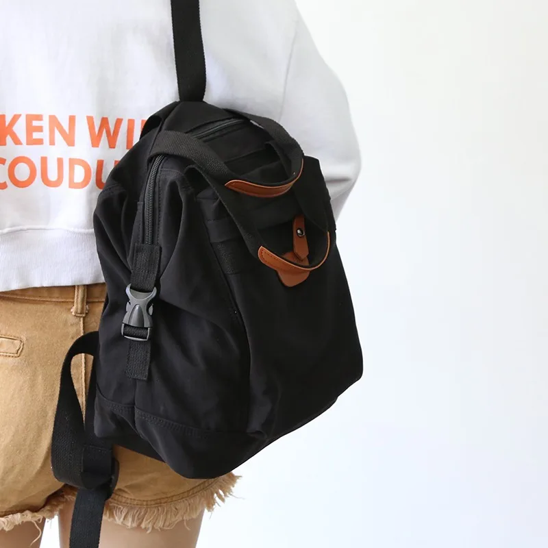 Women's  Japanese Vintage Canvas Backpack - Casual School Bookbag for Teens & College, Lightweight Daypack with Retro Buckles