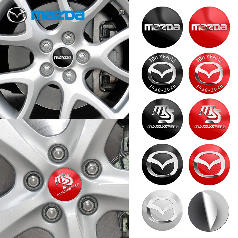 4pcs 56mm Car Wheel Center Hub Caps Cover Rim Exterior Decals Stickers Badge For Mazda 5 6 Axela CX-5 CX-7 MX-5 Auto Decoration